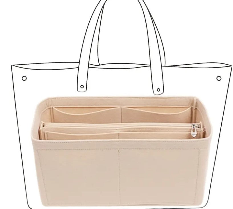 Wakiki - Altijd Handig! - Tas Organizer bag in bag - Opbergtas in tas - B14xL30xH17cm - Beige - Large - Vilt