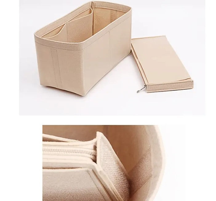 Wakiki - Altijd Handig! - Tas Organizer bag in bag - Opbergtas in tas - B14xL30xH17cm - Beige - Large - Vilt